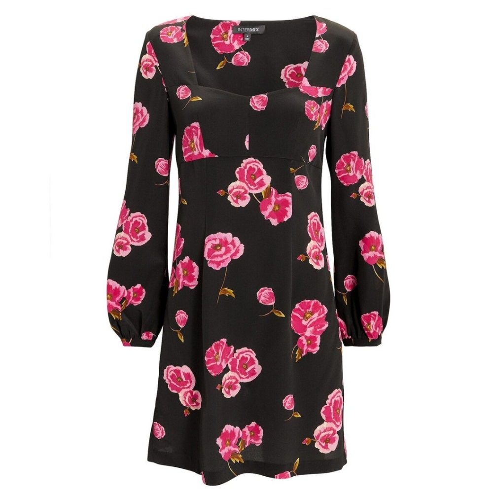 Intermix Silk Floral Mini Dress Size 0 - Picture 3 of 10